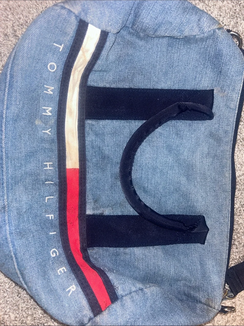 Tommy Hilfiger Denim Blue duffle with Signature Stripe